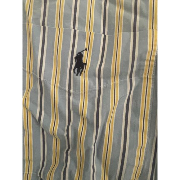 Men's Ralph Lauren Blue/YellowStripe LS Button Down Shirt - Size 16.5 Large, A69 - Picture 6 of 8